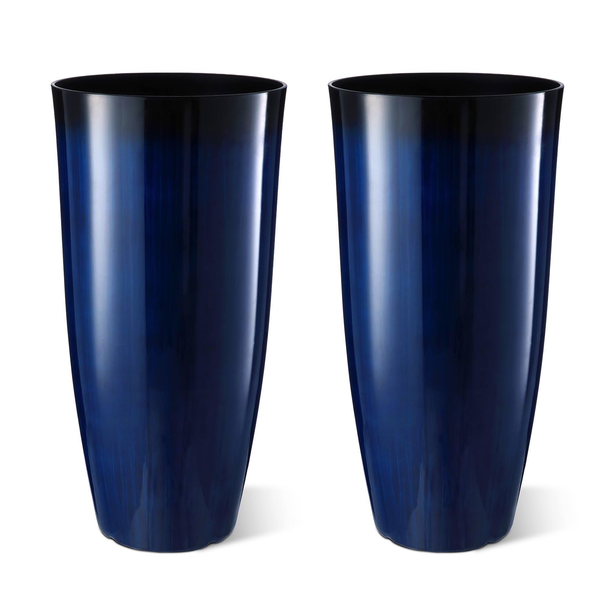 Glitzhome® Oversized Gradient Faux Ceramic Tall Plastic Planters